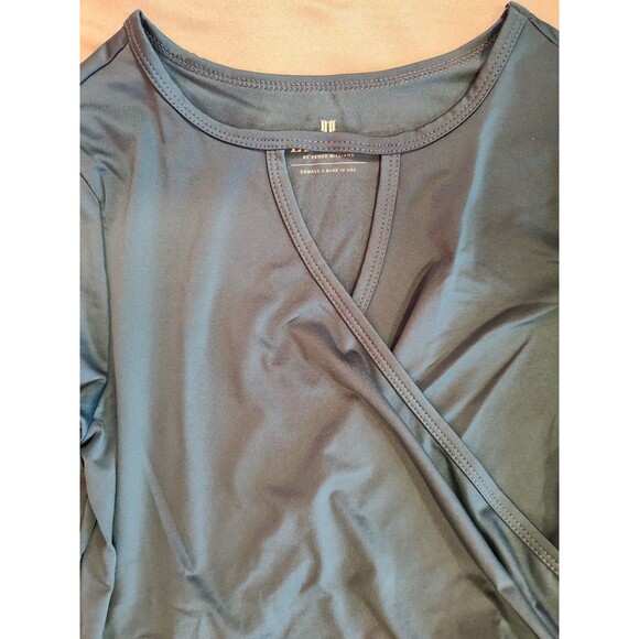 Women's Eleven by Venus Williams Fallen Petals Wrap Long Sleeve Top Blue XS - Picture 2 of 6